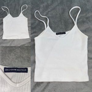 ♡ brandy melville white beyonca crop tank ♡